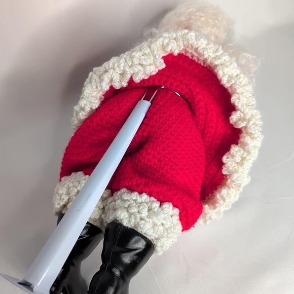 Old World Santa Claus Hand Crochet Standing Doll Figurine with Stand - Picture 9 of 11